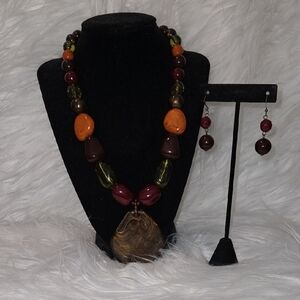 Elegant Beaded Necklace and Earring Set